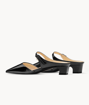 7or9 Cymbidium Sinense 4.0 Comfort Air-touch Foam Suede Upper Black Slingbacks for Women with 35mm/1.38" Kitten Heels 