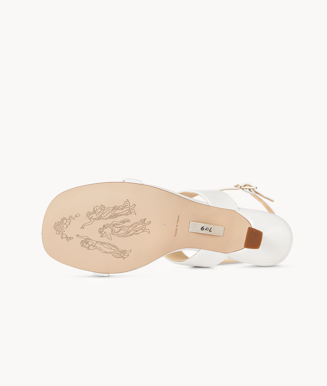 7or9 White Cardamom 2.0 Comfort Sofa Series Lambskin Upper White Sandals for Women with 70mm/2.75" Kitten Heel