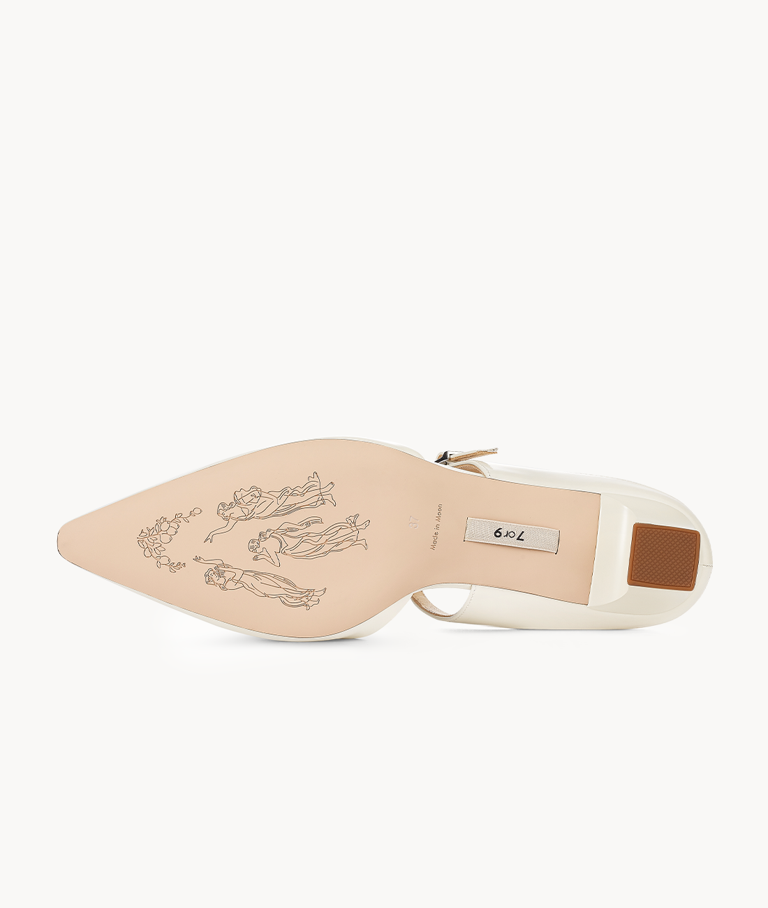 7or9 White Champaca 4.0 Comfort Air-touch Foam Lambskin Upper Slingbacks for Women with 35mm/1.38" Kitten Heels
