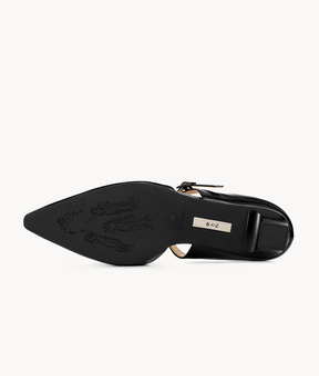 7or9 Cymbidium Sinense 4.0 Comfort Air-touch Foam Suede Upper Black Slingbacks for Women with 35mm/1.38" Kitten Heels 
