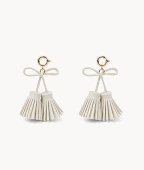 Spring-Lock Tassel Bow - Ivory