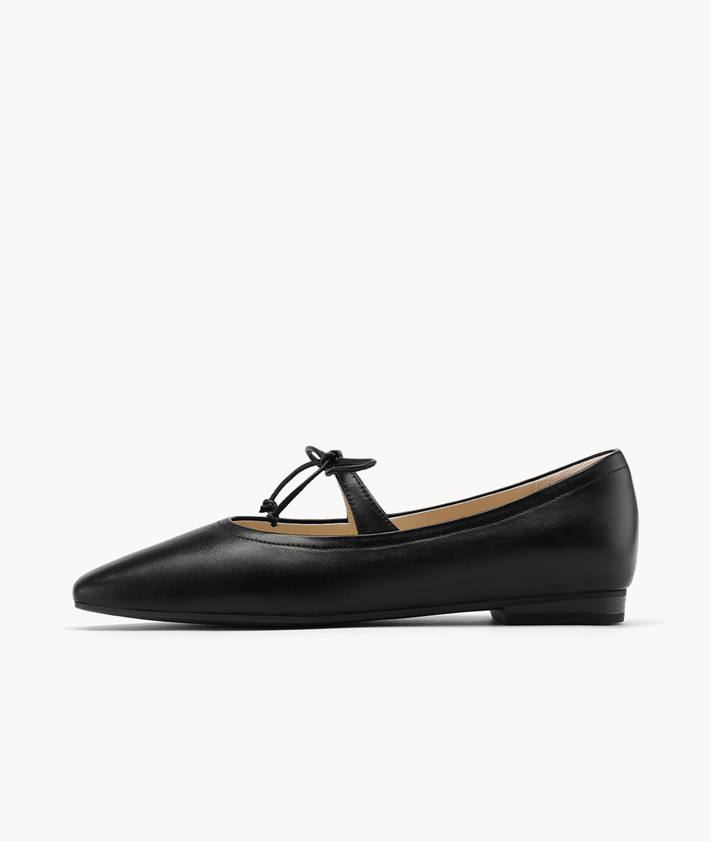Mattress Flats | Lambskin flats Black Gnocchi with Square-toe 15mm