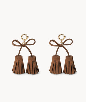 Spring-Lock Tassel Bow - Brown