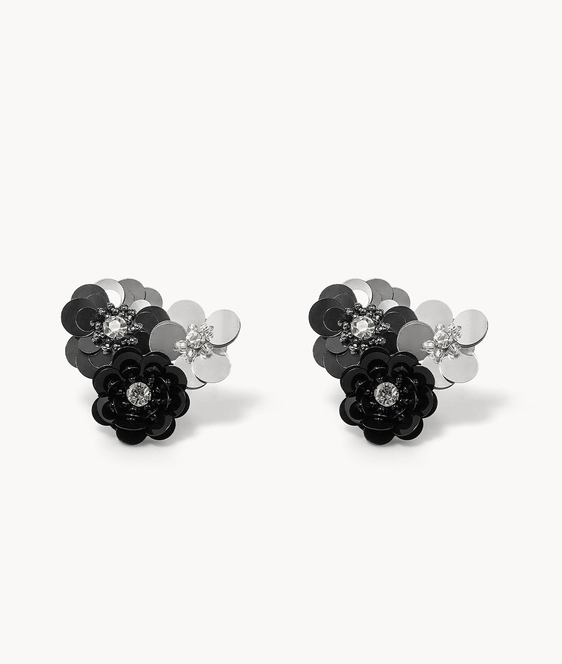 Sequin Flower Buckle - Black