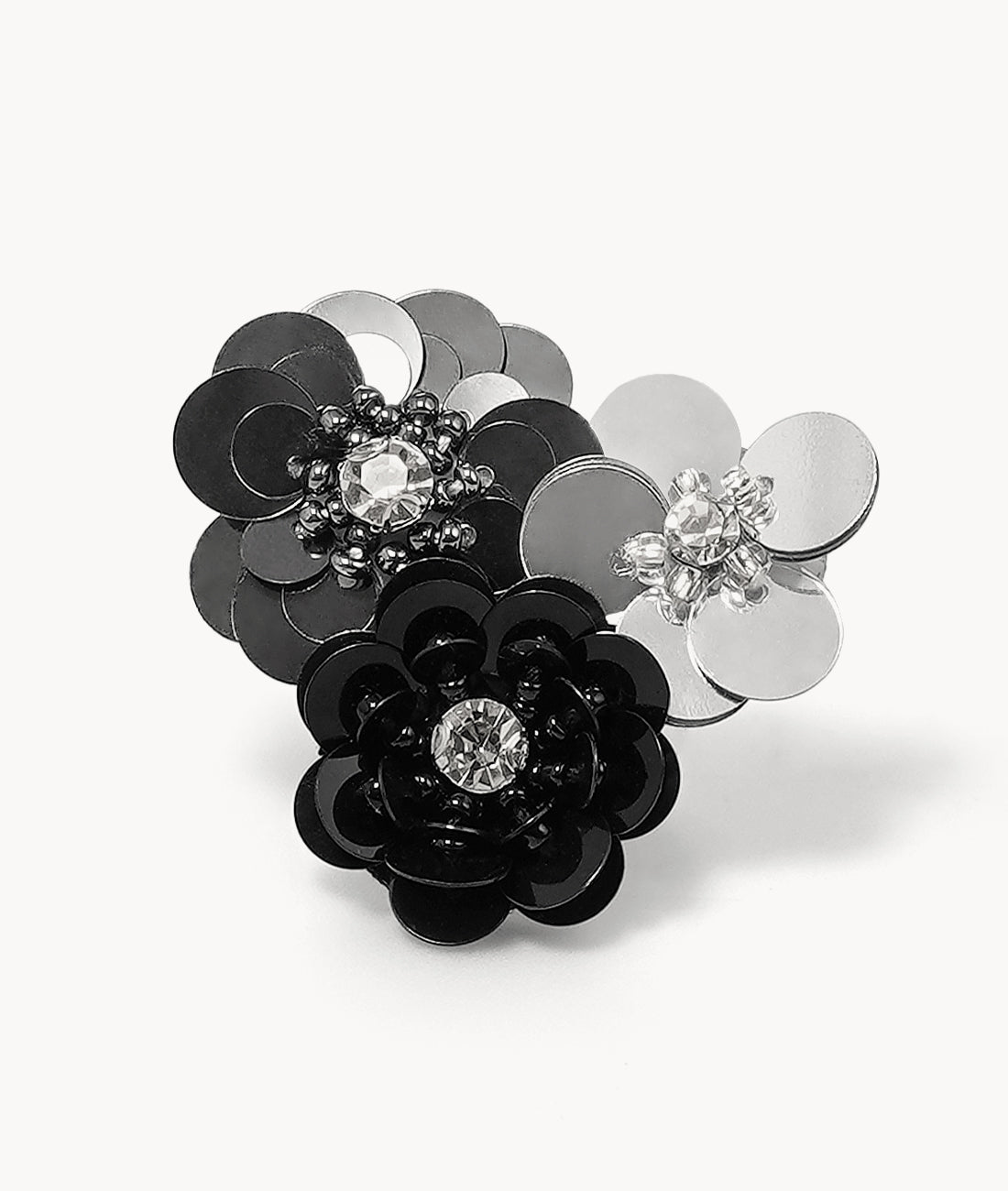 Sequin Flower Buckle - Black
