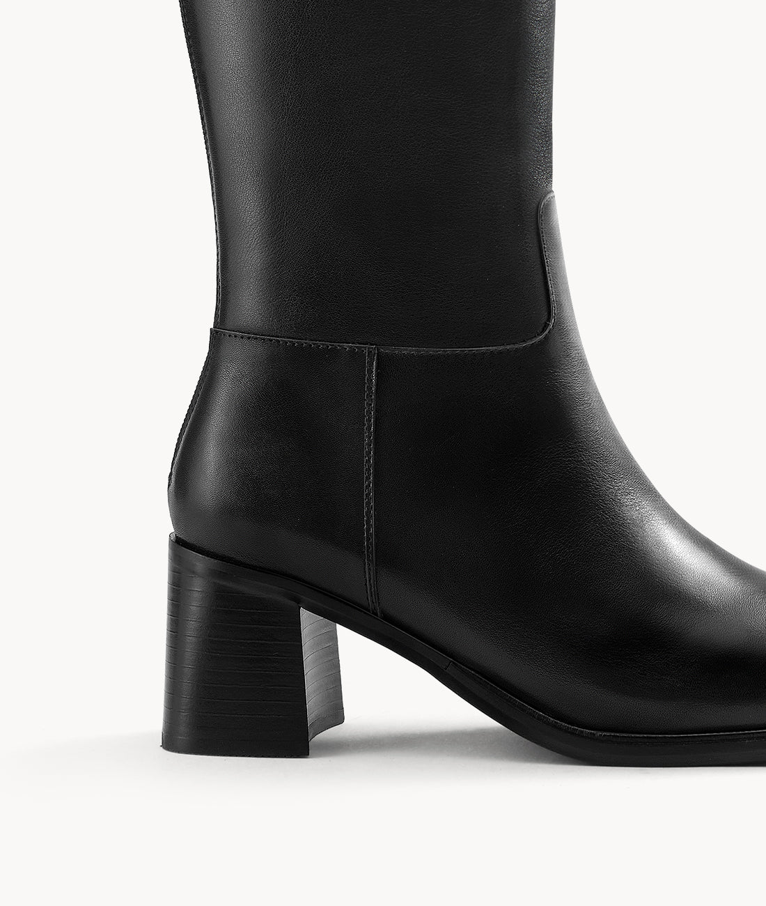 7cm block heel on women's black cow leather riding boots
