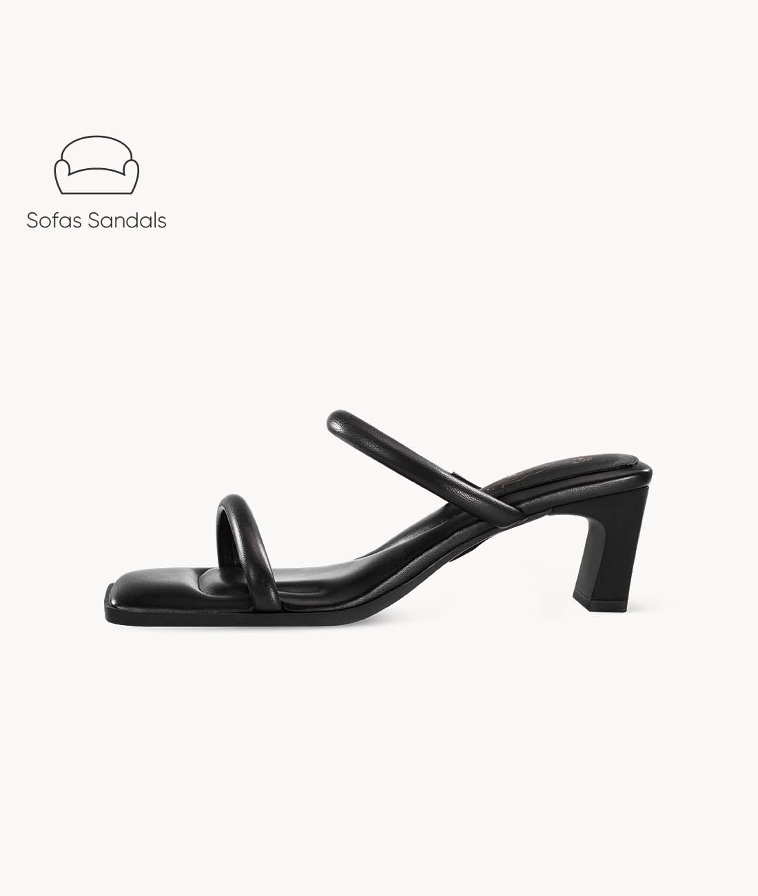 7or9 5cm Black Sofas one-strap Sandals -Black calla lily 7or9
