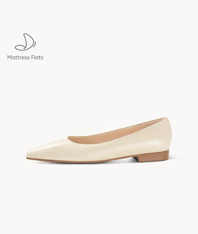 White close toed pointed toe flats