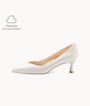 white Pointed-toe air-touch foam pumps with 5cm Kitten Heel