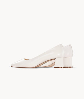 White  round-toe heels