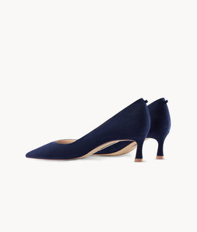 Blue close toed square toe heels