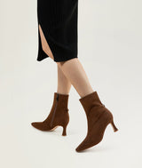 Brown heeled ankle boots