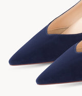 Blue close toed Pointed-toe heels