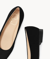 Black close toed square toe flats