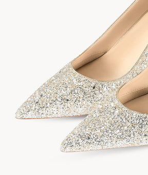 Golden comfortable wedding heels