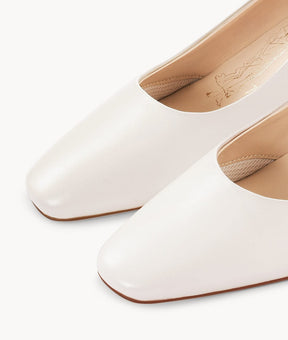 White round-toe heels