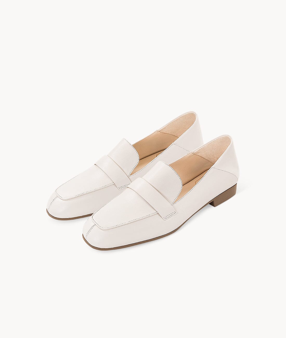 White close toed square toe loafers