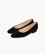 Black close toed square toe flats