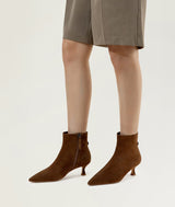 Brown women ankle boots with heels