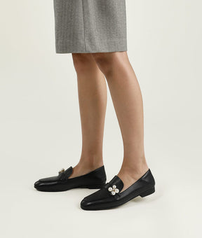 Black close toed square toe loafers