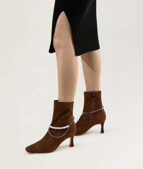 Brown heeled ankle boots