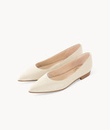 White close toed pointed toe flats